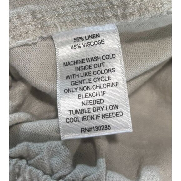 Womens Per Se Elastic Waist Drawstring Linen Blend Shorts XL Beige - Picture 4 of 9